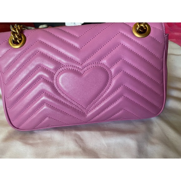WOW! GORGEOUS SMALL GUCCI MARMONT BAG IN PINK - Picture 5 of 12